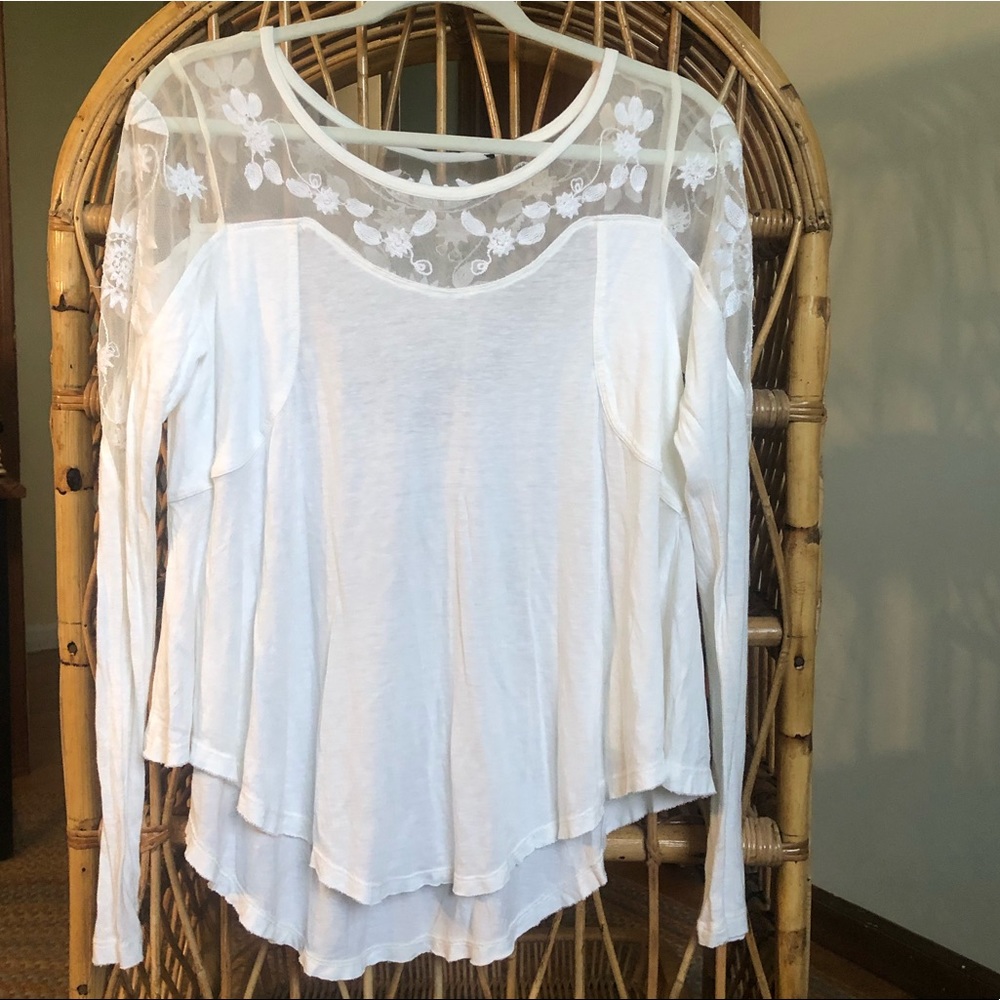 Free People New Romantics white long sleeve top with embroidered details small - Picture 5 of 7